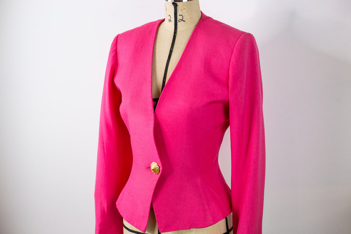 Yves Saint Laurent ピンク フラワーセーター 半袖 YVES SAINT LAURENT ニットワンピース 半袖 ピンク/ネイビー