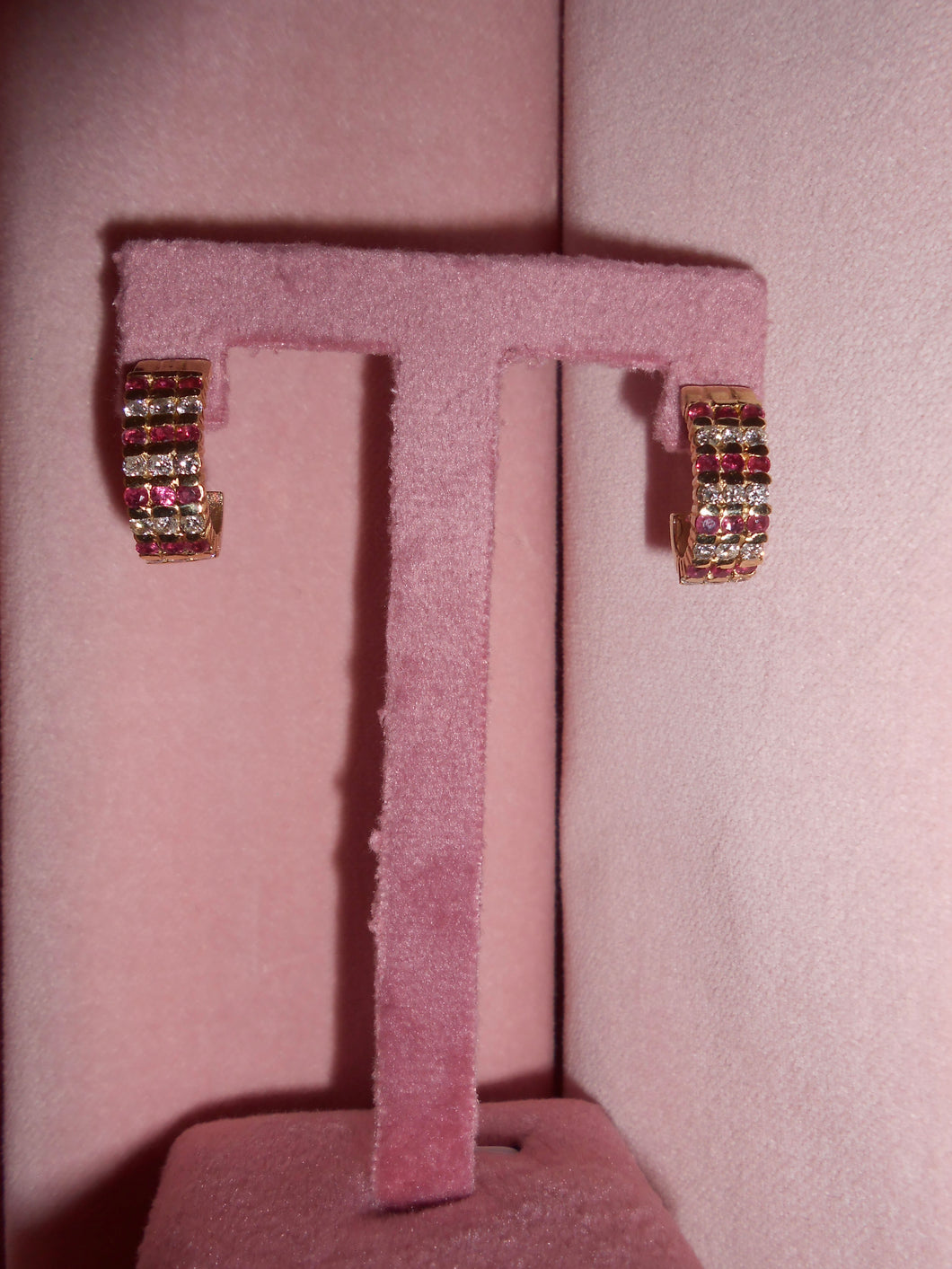 Vintage Gold Ruby & Diamond Earrings 