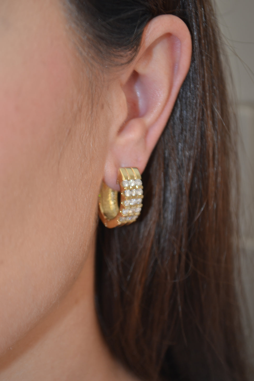 Vintage Gold Pavé Diamond Earrings 