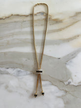 Load image into Gallery viewer, Vintage Gold Onyx &amp; Diamond Bolo Necklace &quot;ONYX&quot;
