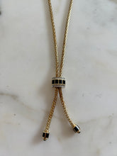 Load image into Gallery viewer, Vintage Gold Onyx &amp; Diamond Bolo Necklace &quot;ONYX&quot;
