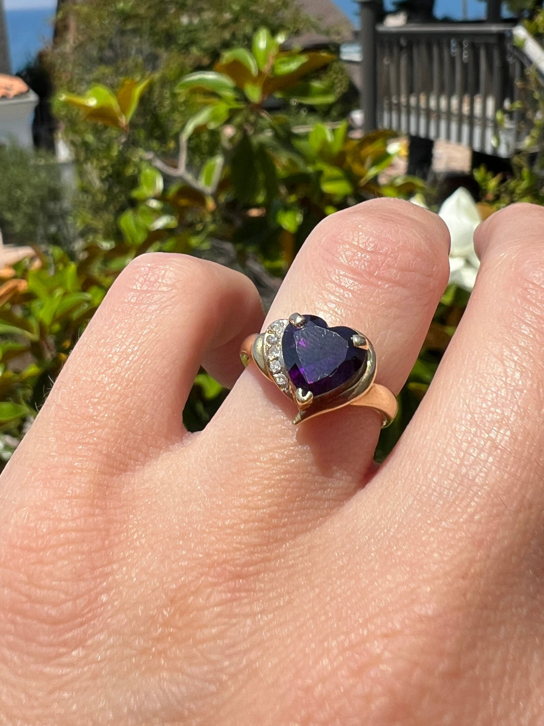 Vintage Amethyst Heart Ring 