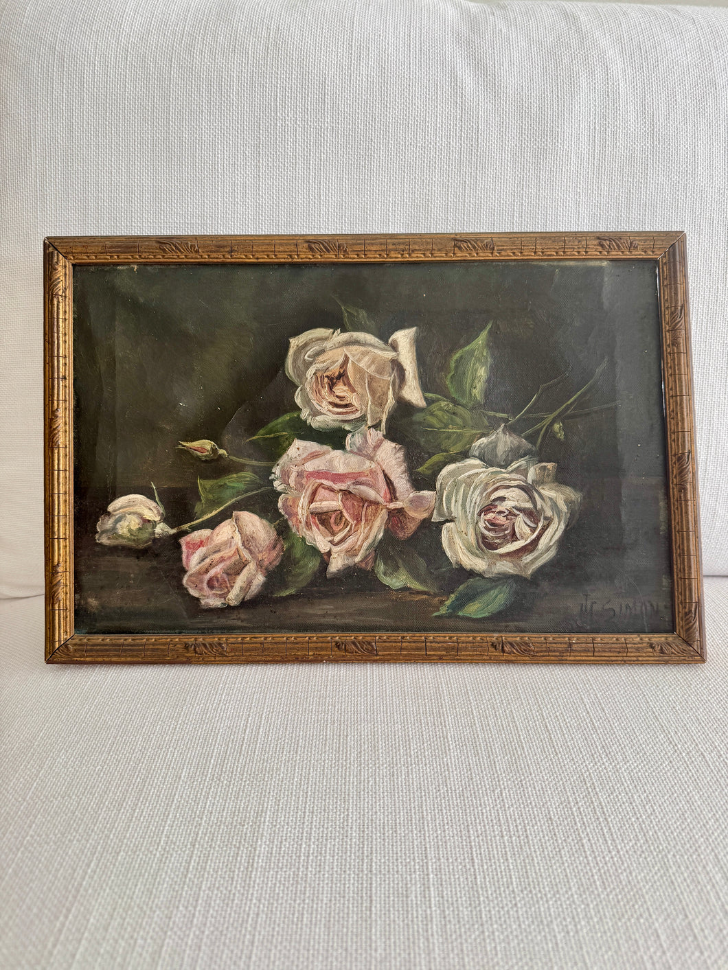 Vintage Rose Still Life Painting