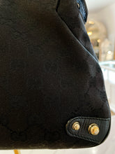 Load image into Gallery viewer, Vintage Gucci Black GG Web Horsebit Hobo Bag
