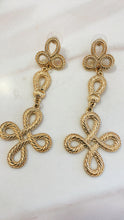 Load image into Gallery viewer, Gold Tone Drop Earrings Scroll
