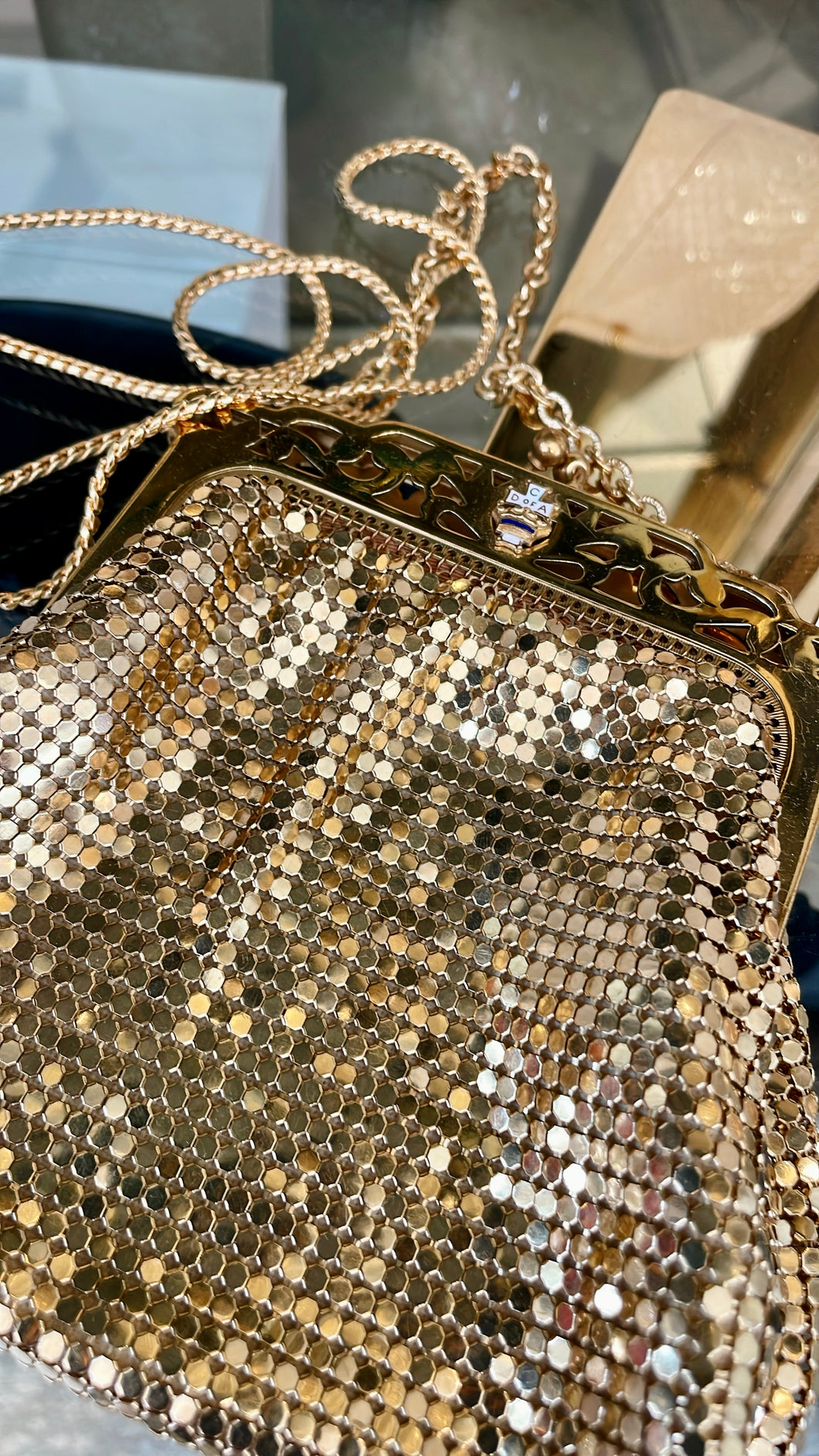 Vintage Gold Mesh Bag + Crown Clasp