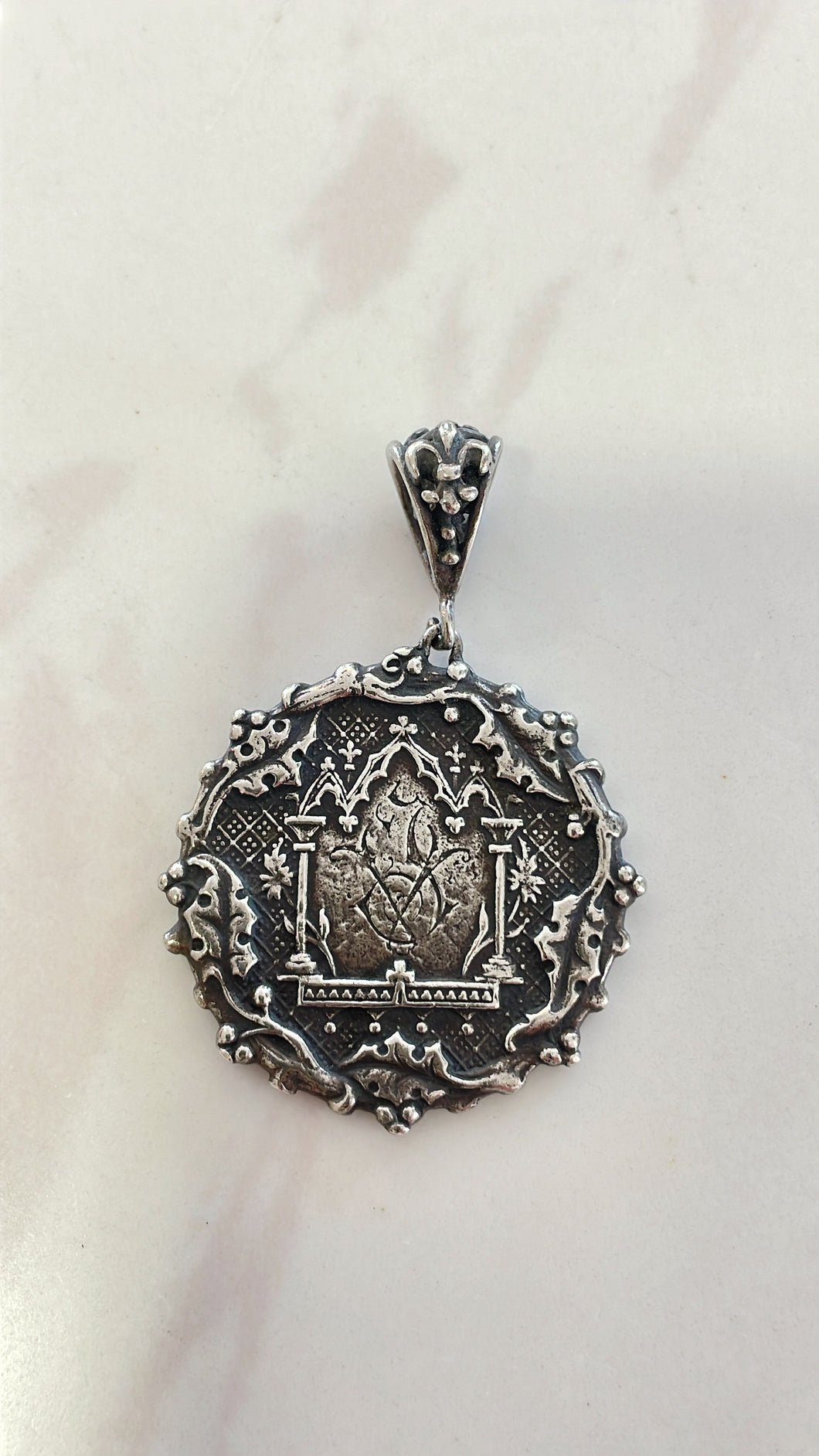 Pre-owned Sterling Silver French Medal Pendant