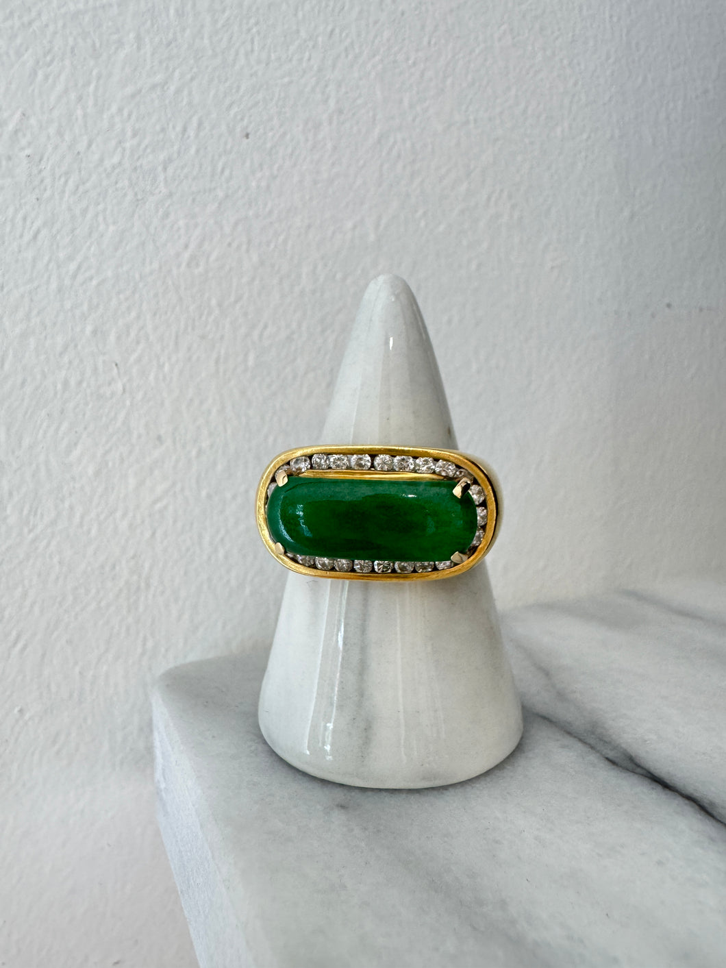Vintage Jade & Diamond Cocktail Ring
