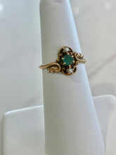 Load image into Gallery viewer, Vintage Emerald + Pearl Ring &quot;Alonzo&quot;
