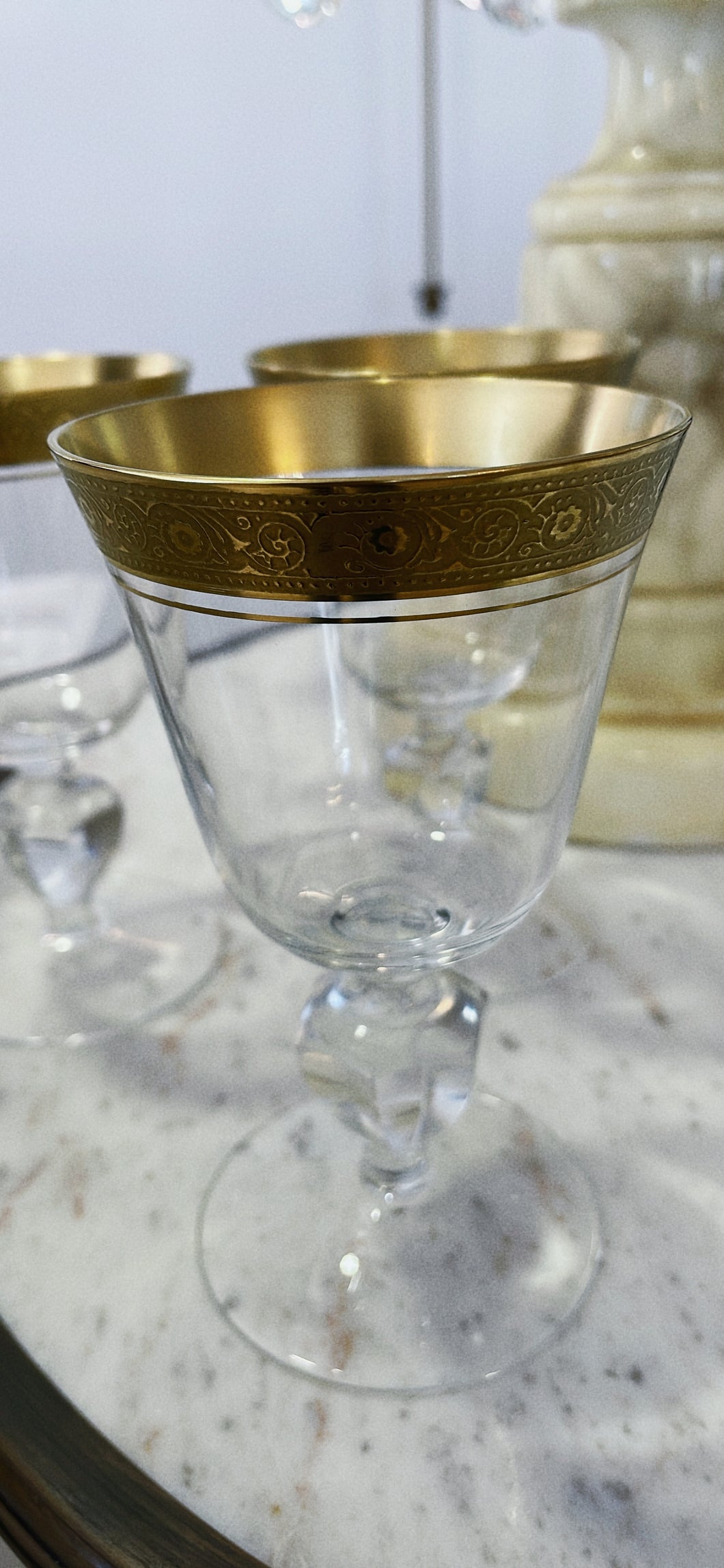 Vintage Gold Rimmed Crystal Glasses/6