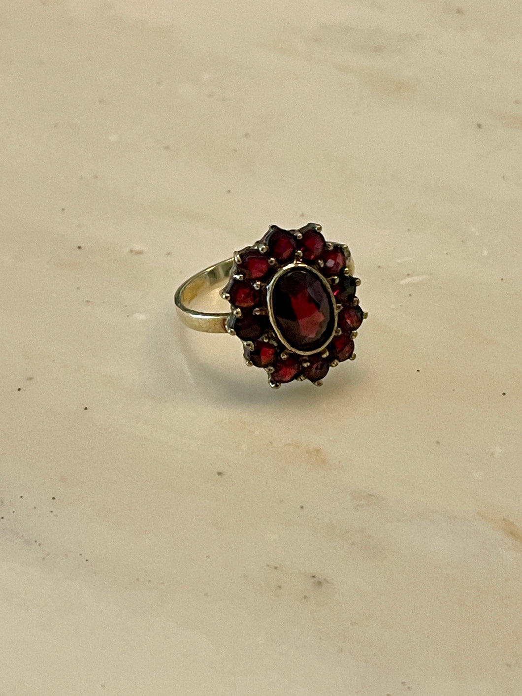 Vintage Garnet Flower Ring