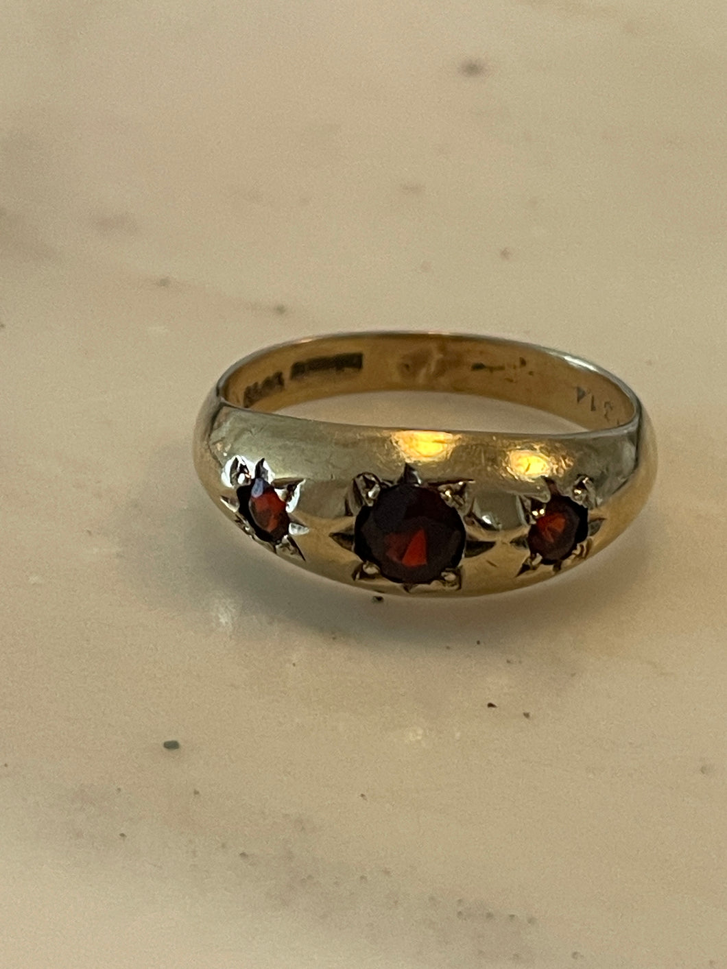Vintage 3-Garnet Gypsy Ring