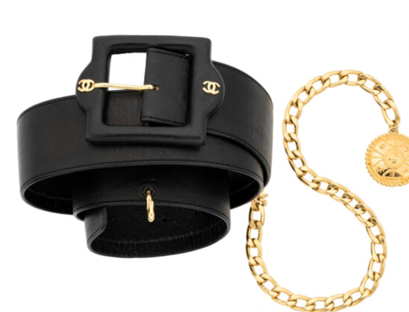 Vintage Chanel Leather Medallion Chain Belt