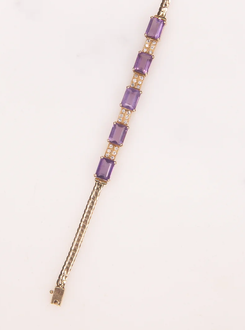 Vintage Amethyst +Diamond Bracelet 