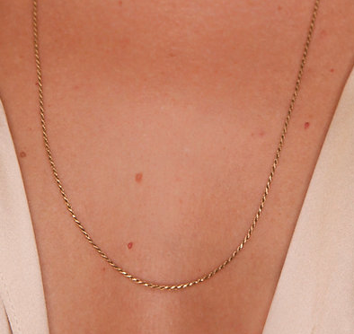 Vintage Gold Dainty Diamond Cut Rope Chain Necklace 