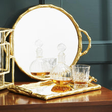 Load image into Gallery viewer, Bamboo Gold-Tone Mirror Trays
