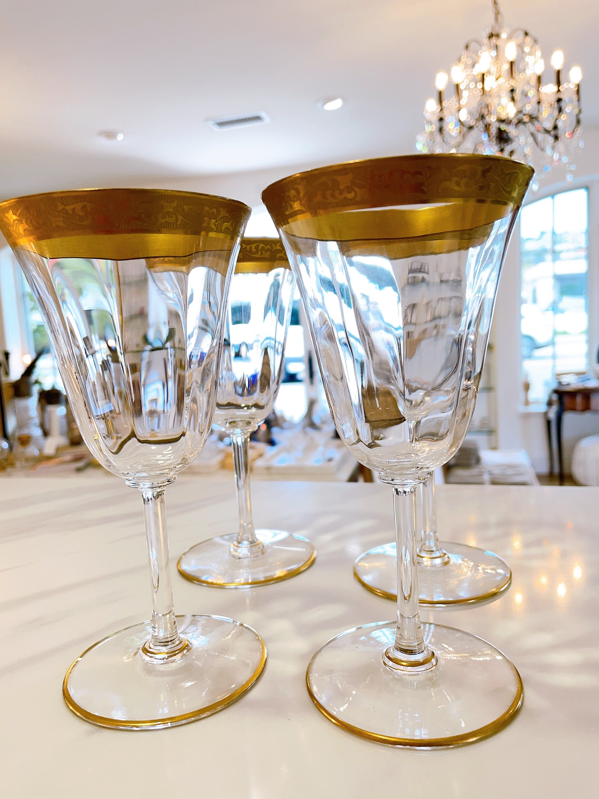 Vintage Gold-Rimmed Wine/Bar Glasses Set/4 – Arrow&Branch Home