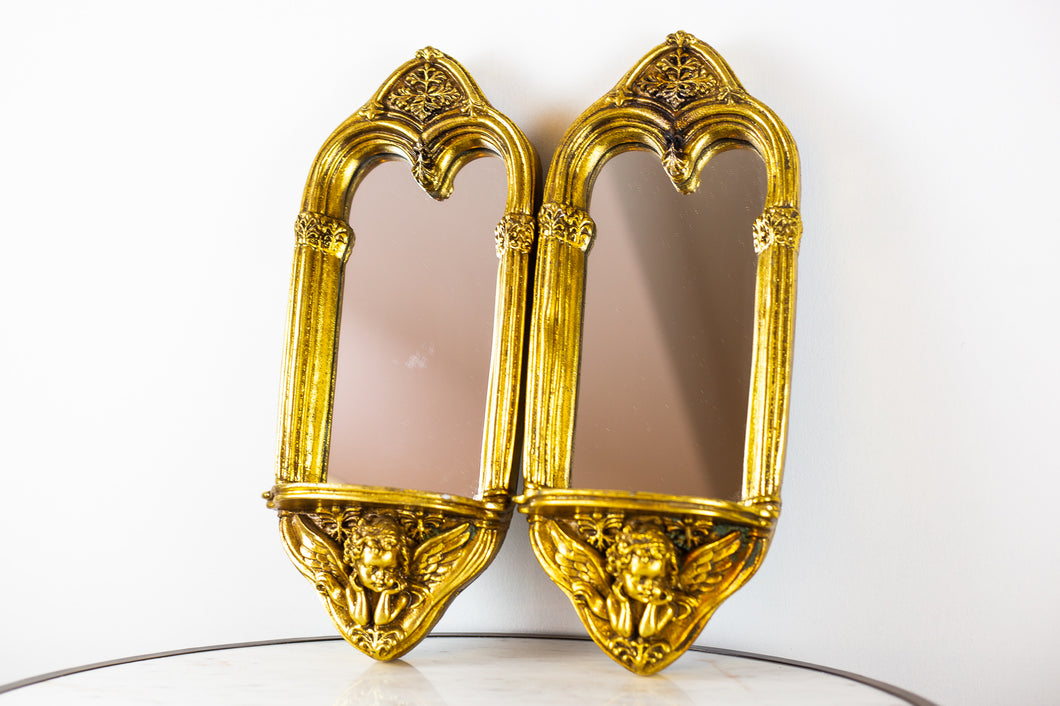 Cherub Wall Plaque Mirrors - pair