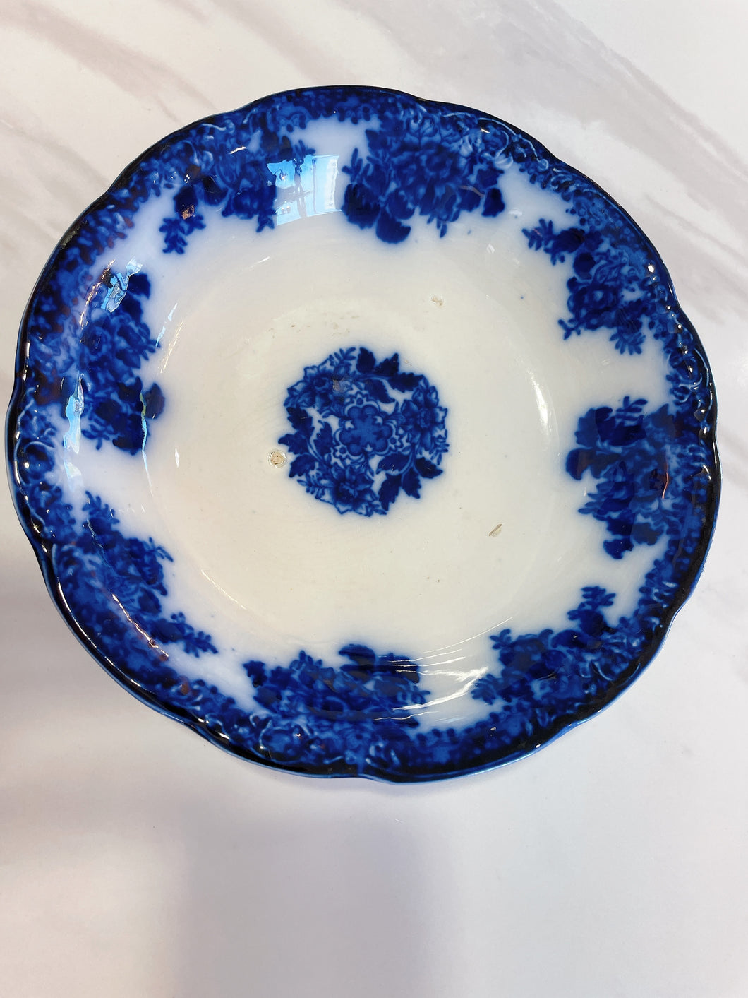 Antique Flow Blue Serving Bowl
