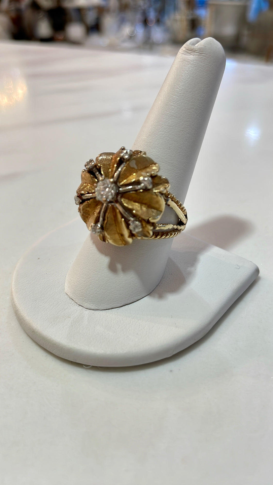 Antique Dome Diamond Flower Ring