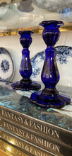 Load image into Gallery viewer, Vintage Cobalt Blue Candlesticks Pair/2
