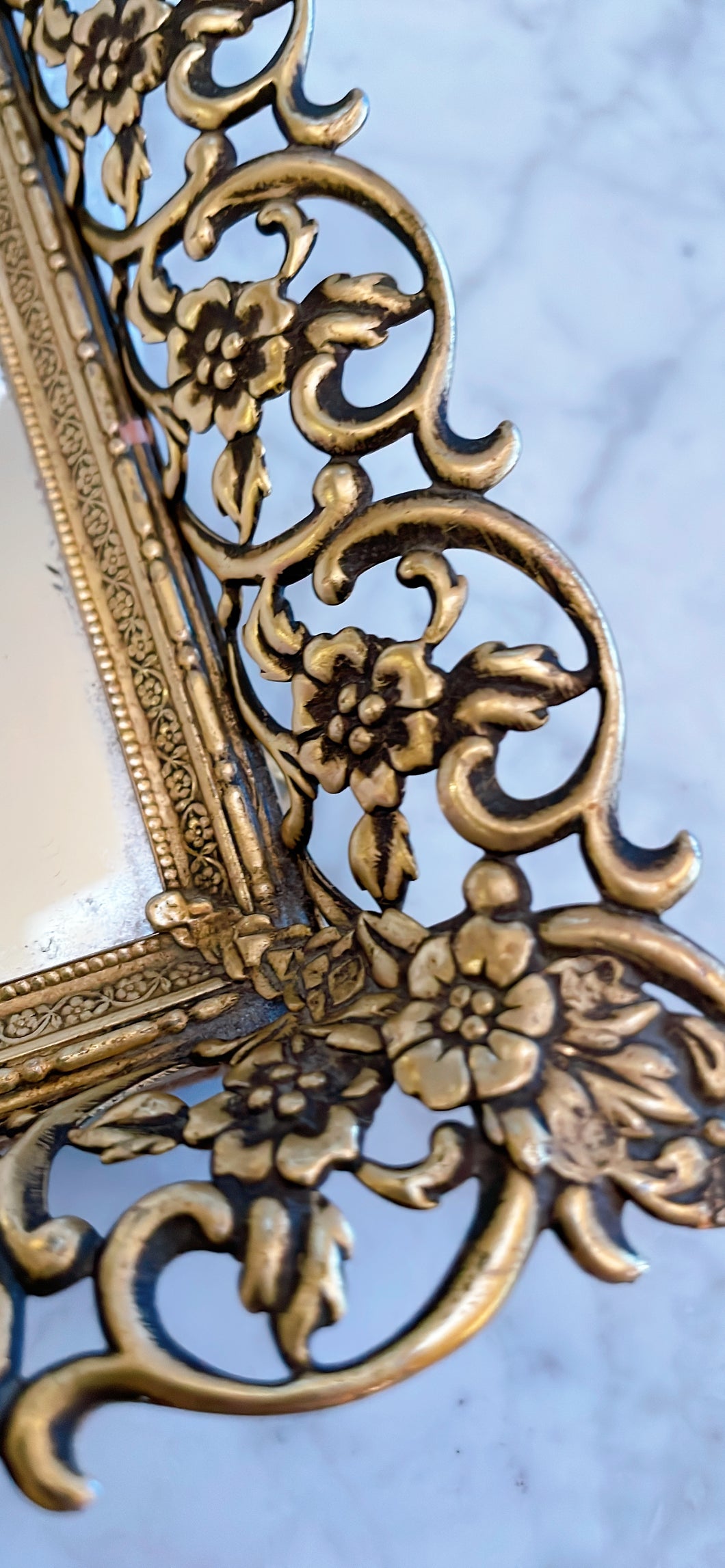 Vintage Vanity Mirror Tray - Flowers