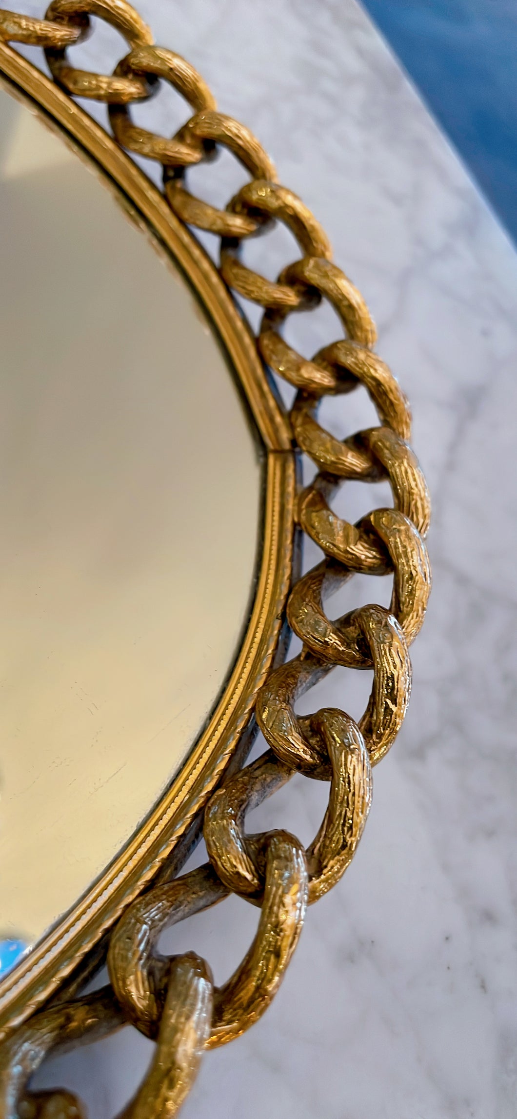 Vintage Vanity Oval Mirror Tray - Chain