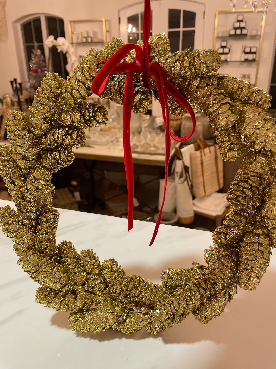 Ornamental Wreath - Gold Pinecone