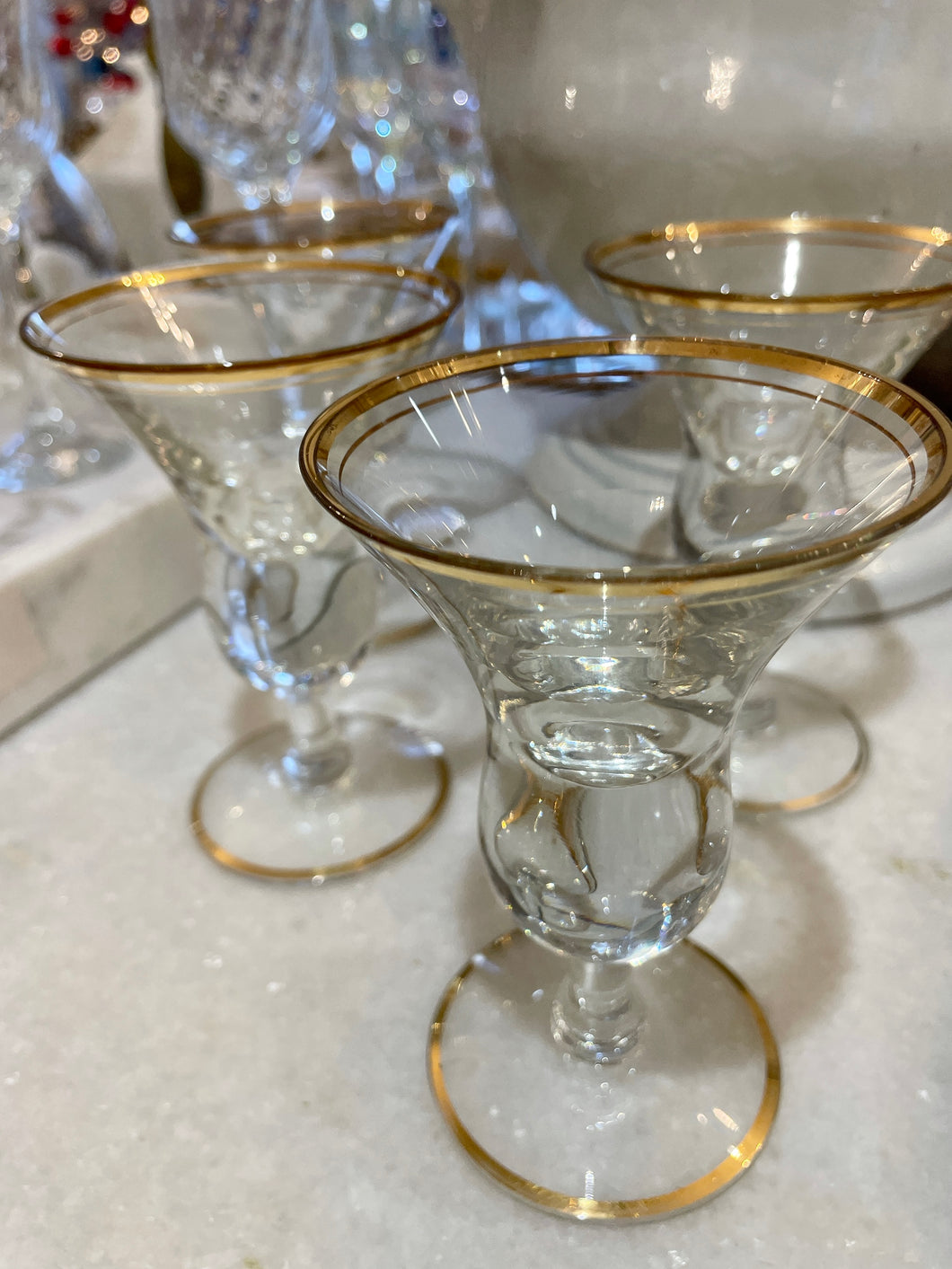 Vintage Gold Rimmed Apéritif Glasses Set/4