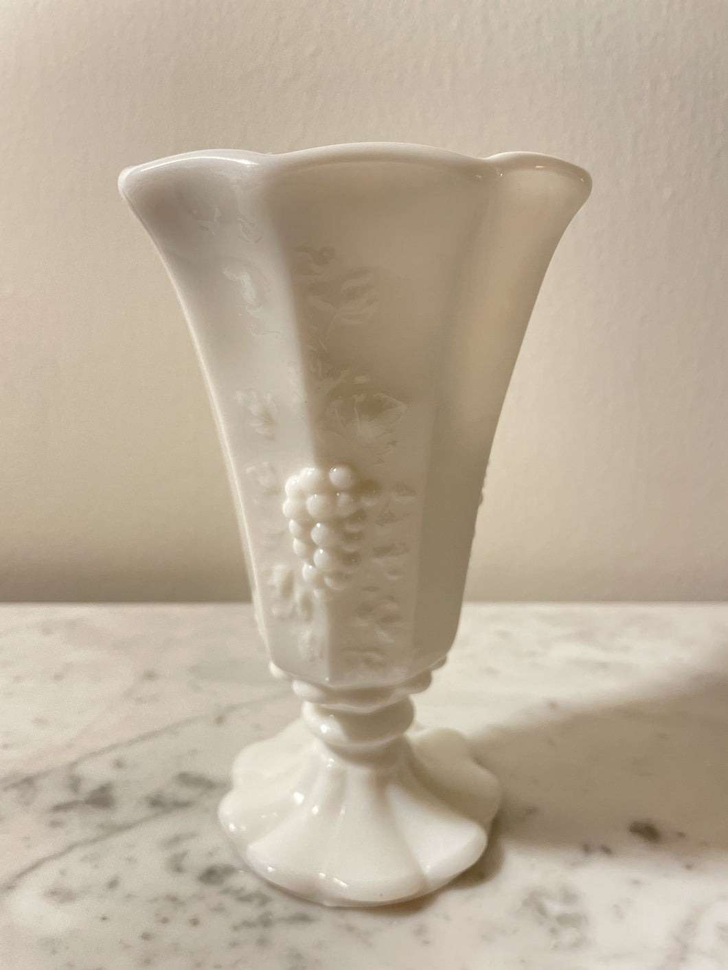 Vintage Milk Glass Small Vase Grape
