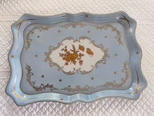 Load image into Gallery viewer, Vintage Light Blue Gold Tray
