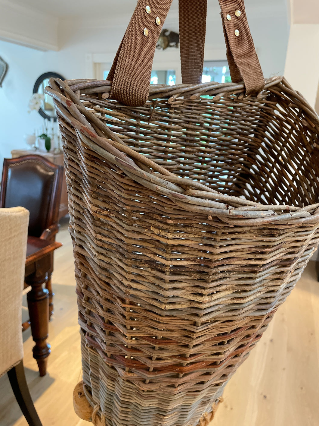Vintage Flower Basket with Straps