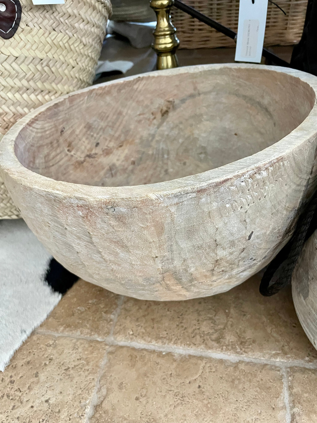 Antique Deep Wood Bowl Large