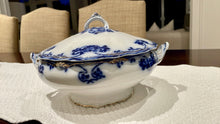Load image into Gallery viewer, Antique Flow Blue/Gold Tureen
