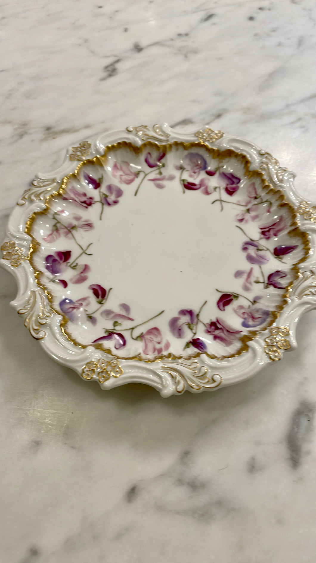 Antique Limoges Pink White Gold Dish