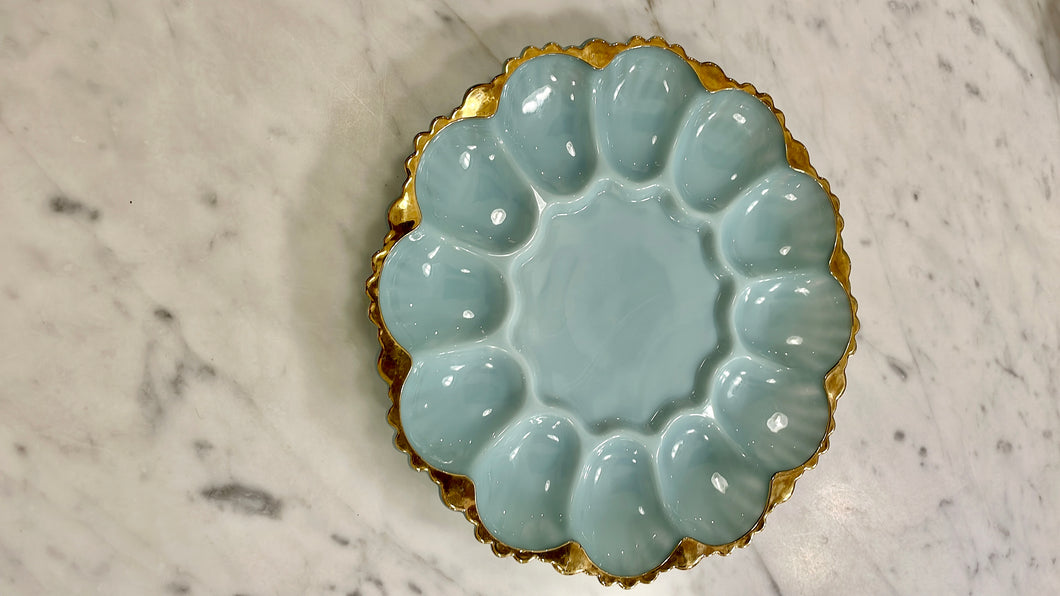 Vintage Blue/Gold Egg Plate