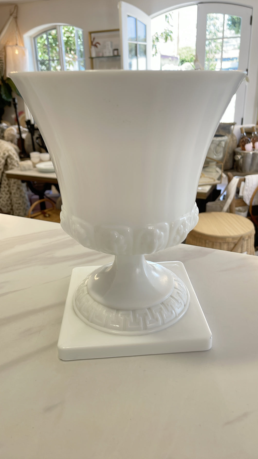 Vintage Milk Glass Urn Vase