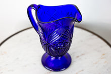 Load image into Gallery viewer, Cobalt Blue Vintage Glass Pitcher
