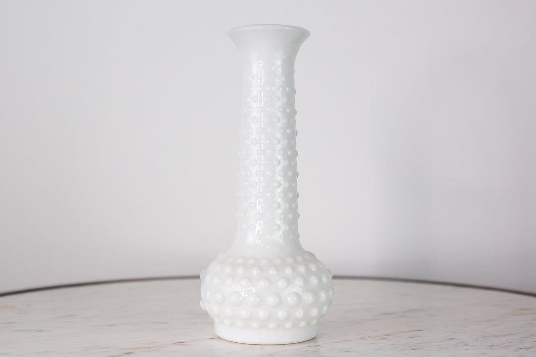 Vintage Milk Glass Hobnail Bud Vase