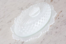 Load image into Gallery viewer, Vintage Milk Glass Hobnail Fenton Butter Dish

