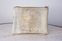 Load image into Gallery viewer, Gold Metallic Leather/Hide Zip Pouches

