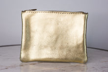 Load image into Gallery viewer, Gold Metallic Leather/Hide Zip Pouches
