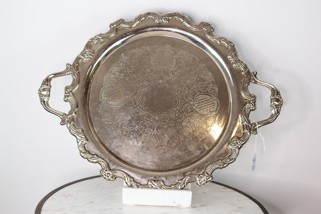 Vintage Large Silverplate Tray - Circular