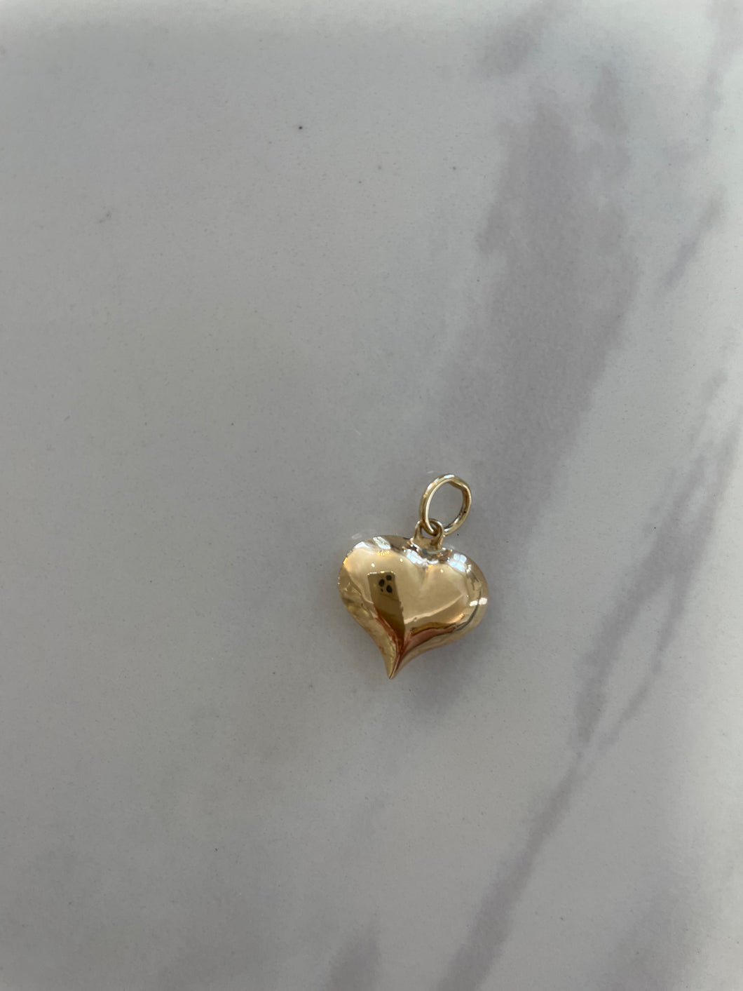 Gold Puff Heart Pendant/Charm