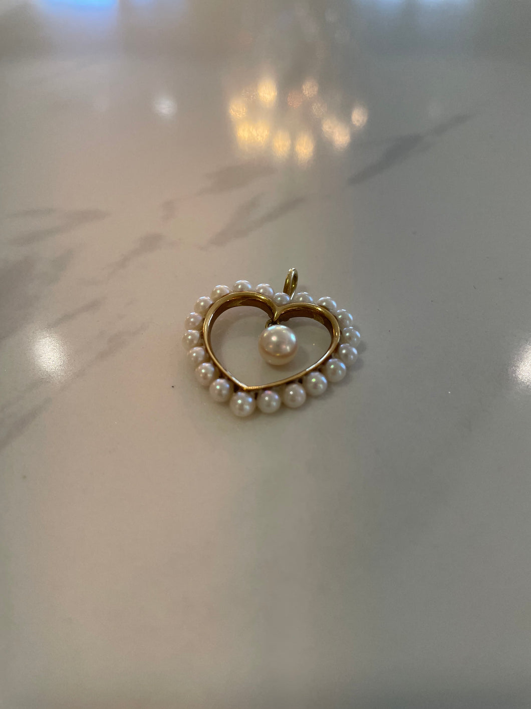 Seed Pearl Heart Pendant/Charm