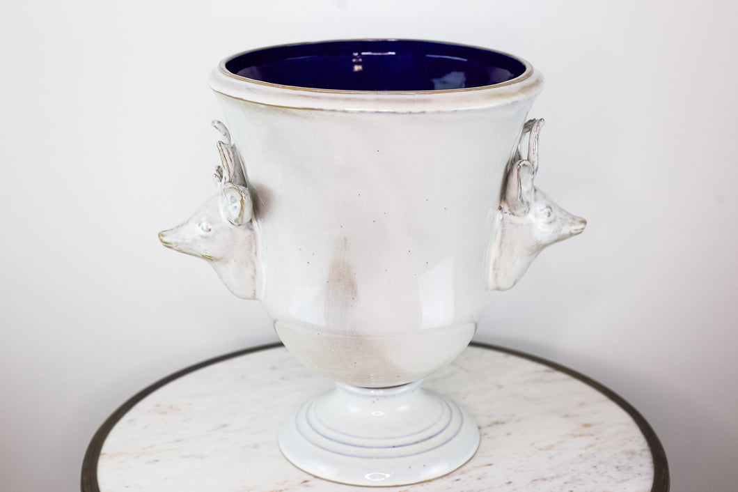 Stag Antler Ceramic Urn Vase - Large White