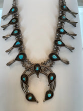 Load image into Gallery viewer, Turquoise Antique Squash Blossom Necklace
