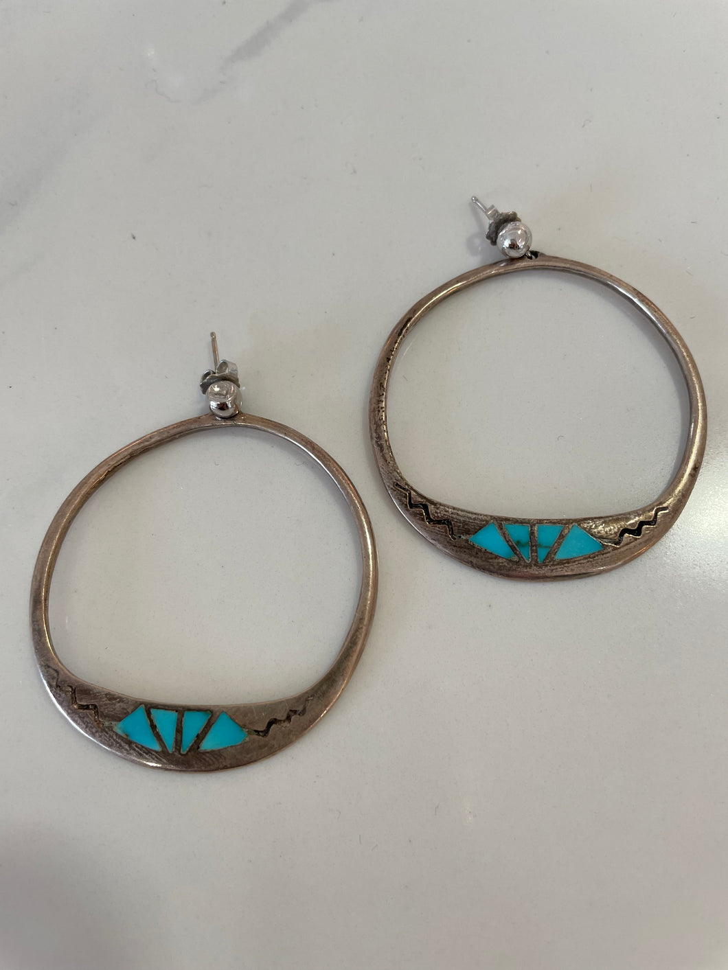 Turquoise Hoop Earrings Pair