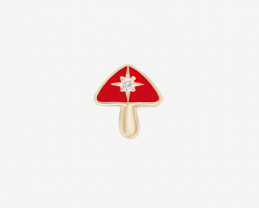 Chapter Six Earrings Mushroom Enamel Diamond Studs