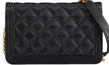 Load image into Gallery viewer, Chanel Black/Gold Caviar Quilted Boy Wallet on Chain Shoulder Bag
